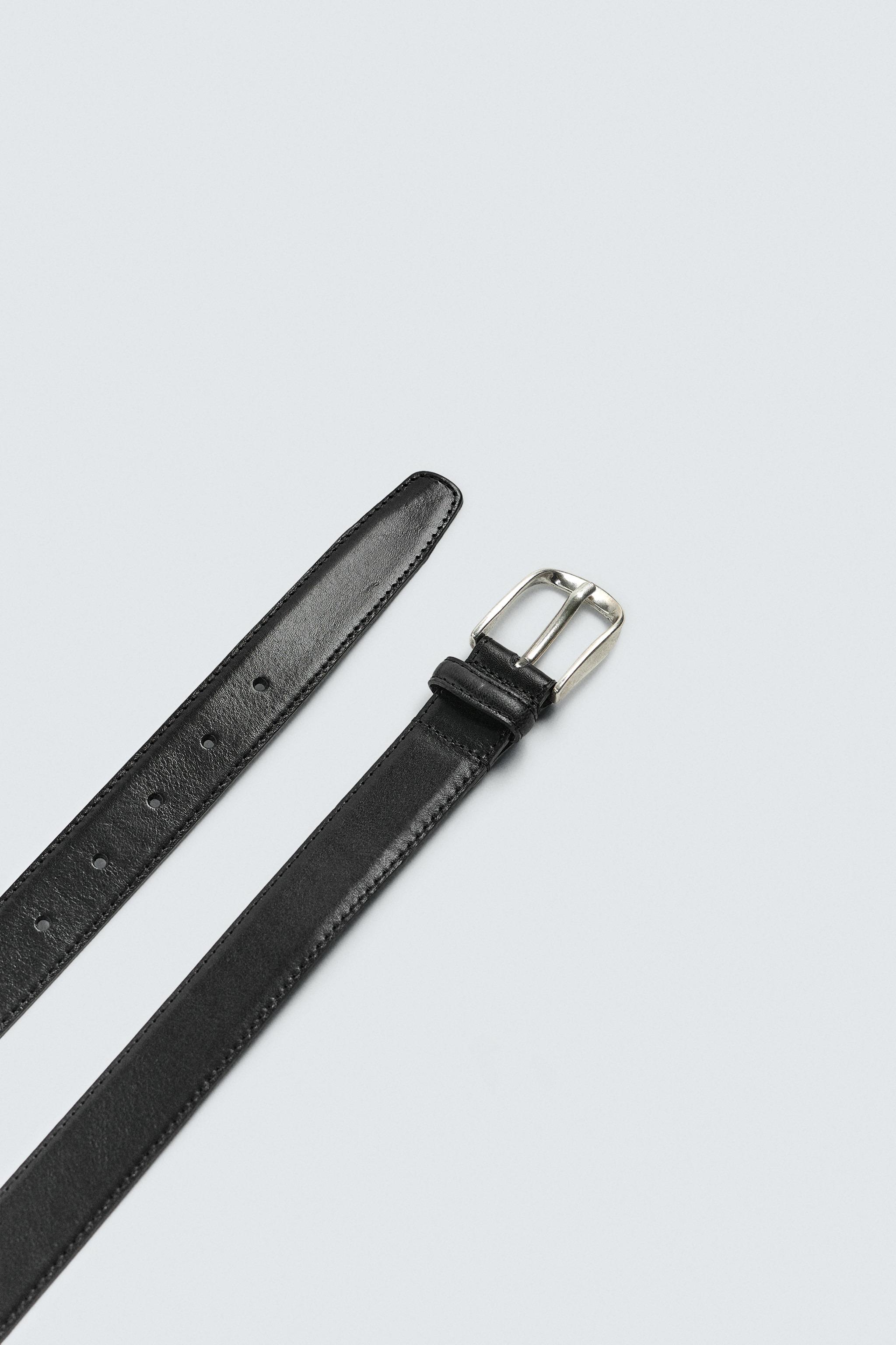 TOPSTITCHED LEATHER BELT